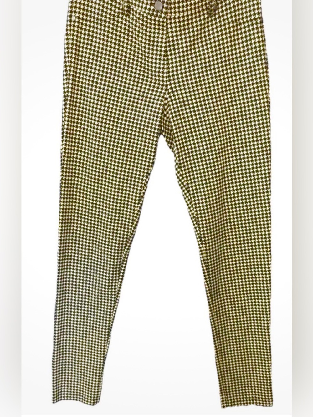 J. McLaughlin Womens Becca Skinny Stretch Black/Sand Checkered Pants Size 4 - Picture 2 of 6